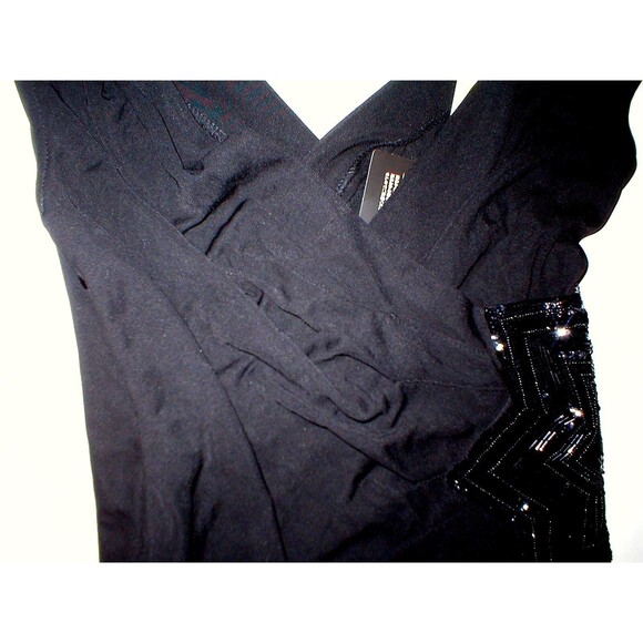 New Womens 2 NWT Designer Dress USA Diane Von Furstenberg Black Gown Long Beads - Picture 7 of 10